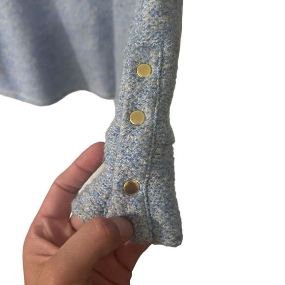 Soft Surroundings El Chate Heather Blue Long Sleeve Henley Top Size L Sweater - Picture 5 of 11